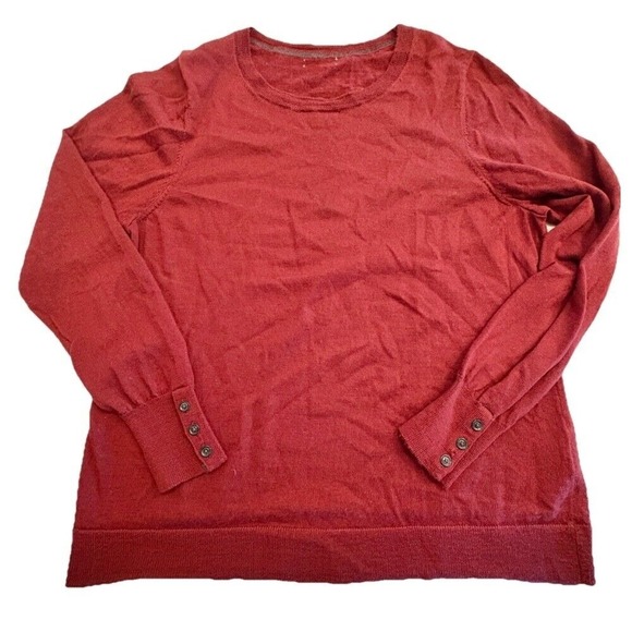 100% Extra Fine Merino Wool Sweater, Lightweight Red Knit Long Sleeve Top XL-XXL - Picture 1 of 12